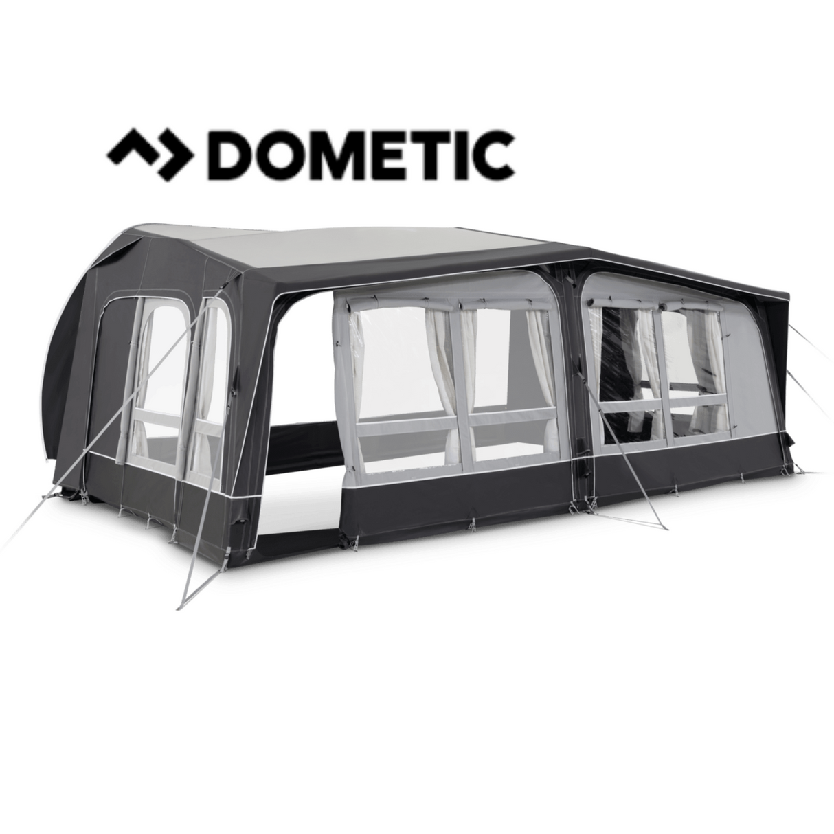 Dometic Residence Air All Season Awning set up in a backyard, showcasing its spacious design and sturdy structure.