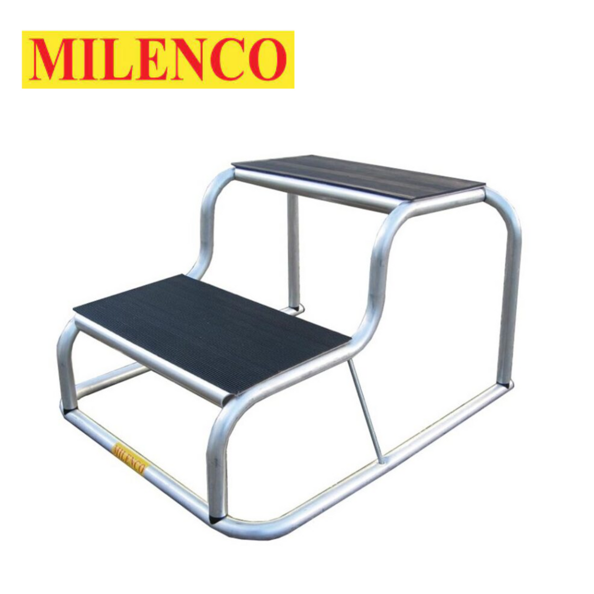 Milenco Aluminium Rubber Double Step with non-slip surface and sturdy design for safe access to caravans and RVs.