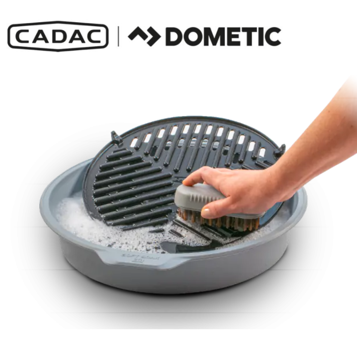 Cadac Dometic Soft Soak 30 soft soak product in a clean, white container with a black lid, designed for gentle cleaning applications.