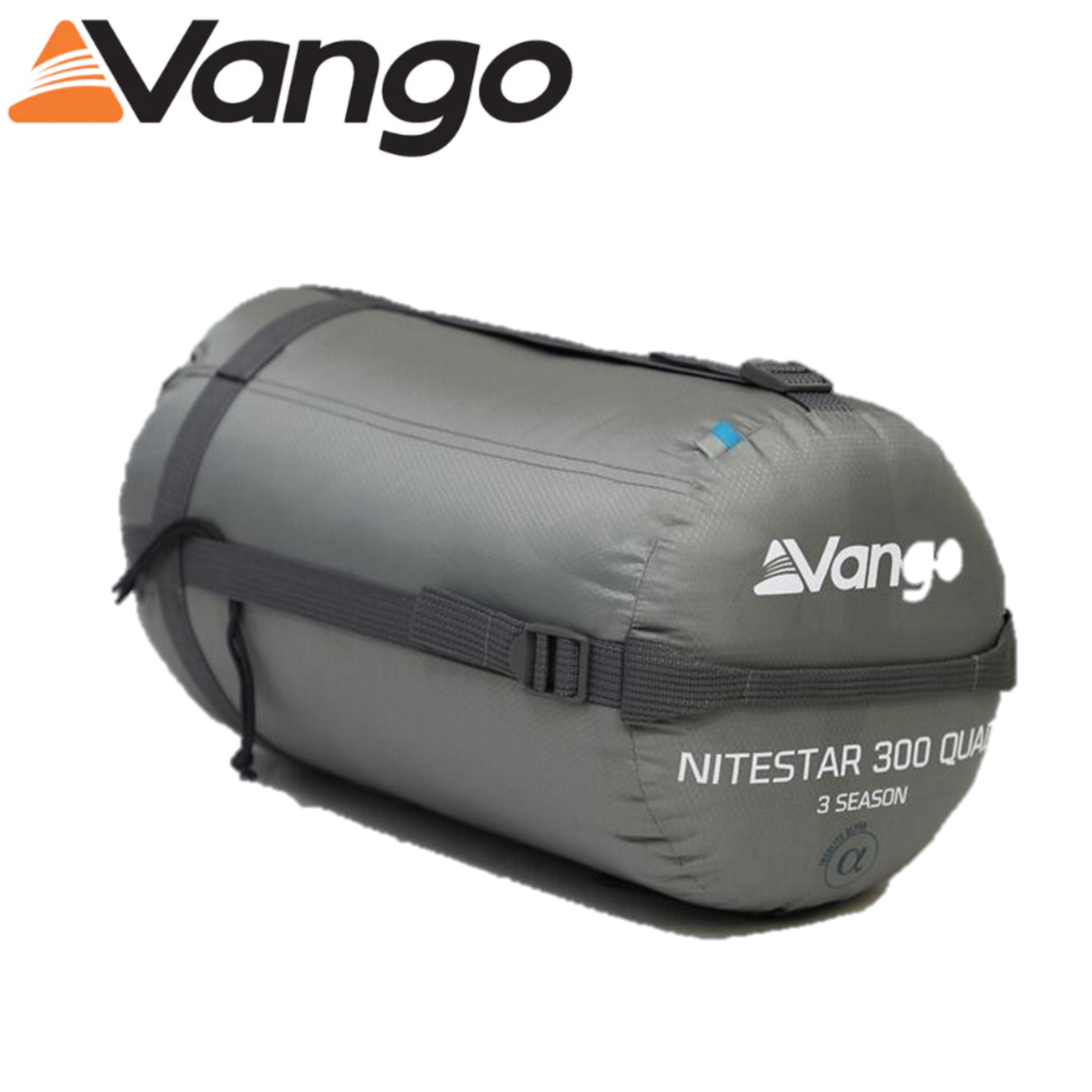 Vango NiteStar Alpha sleeping bag with insulated design and adjustable hood, suitable for camping and outdoor adventures.