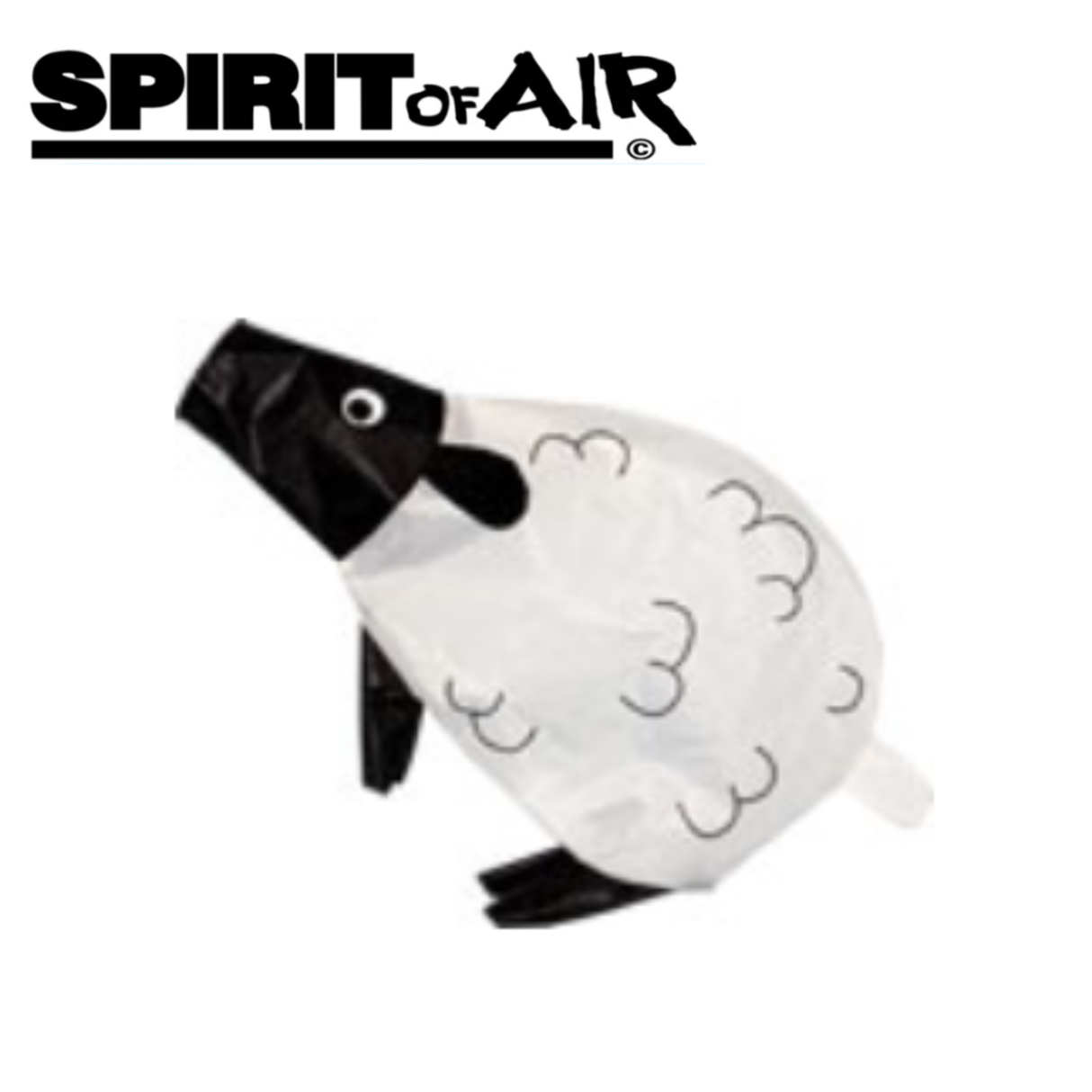 Colorful Spirit of Air Sheep windsock hanging outdoors, featuring a cheerful sheep design with vibrant colors and realistic wool texture.