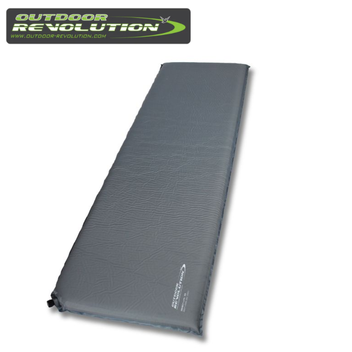 Outdoor Revolution Siena single 50mm self-inflating camping mat laid out on a camping ground.