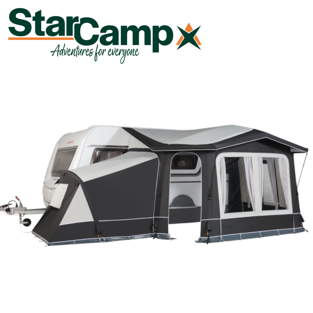 Dorema StarCamp Siesta Air Annexe and Inner Tent in a spacious outdoor setting, showcasing its design and features.