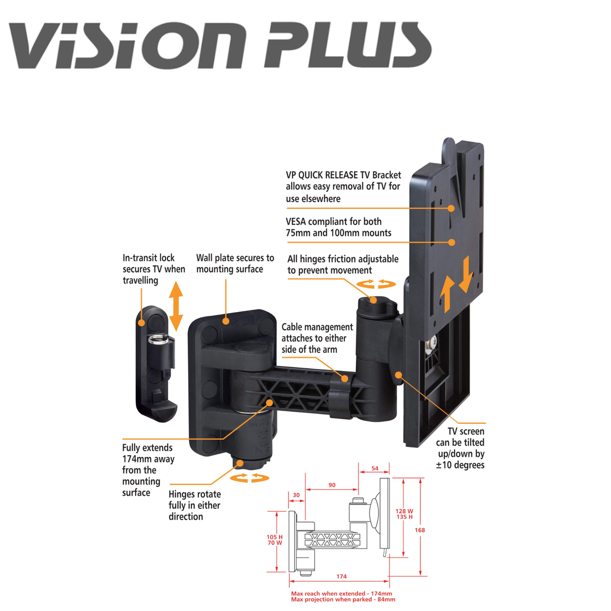 Vision Plus Single Arm Tv Bracket