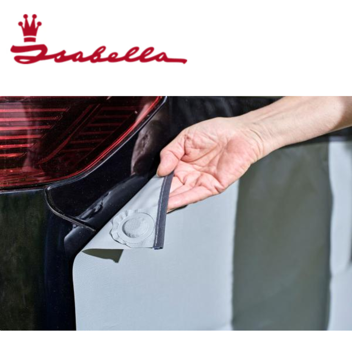Small Isabella Draught Skirt for Campervan, showing durable fabric and secure fit around vehicle base.