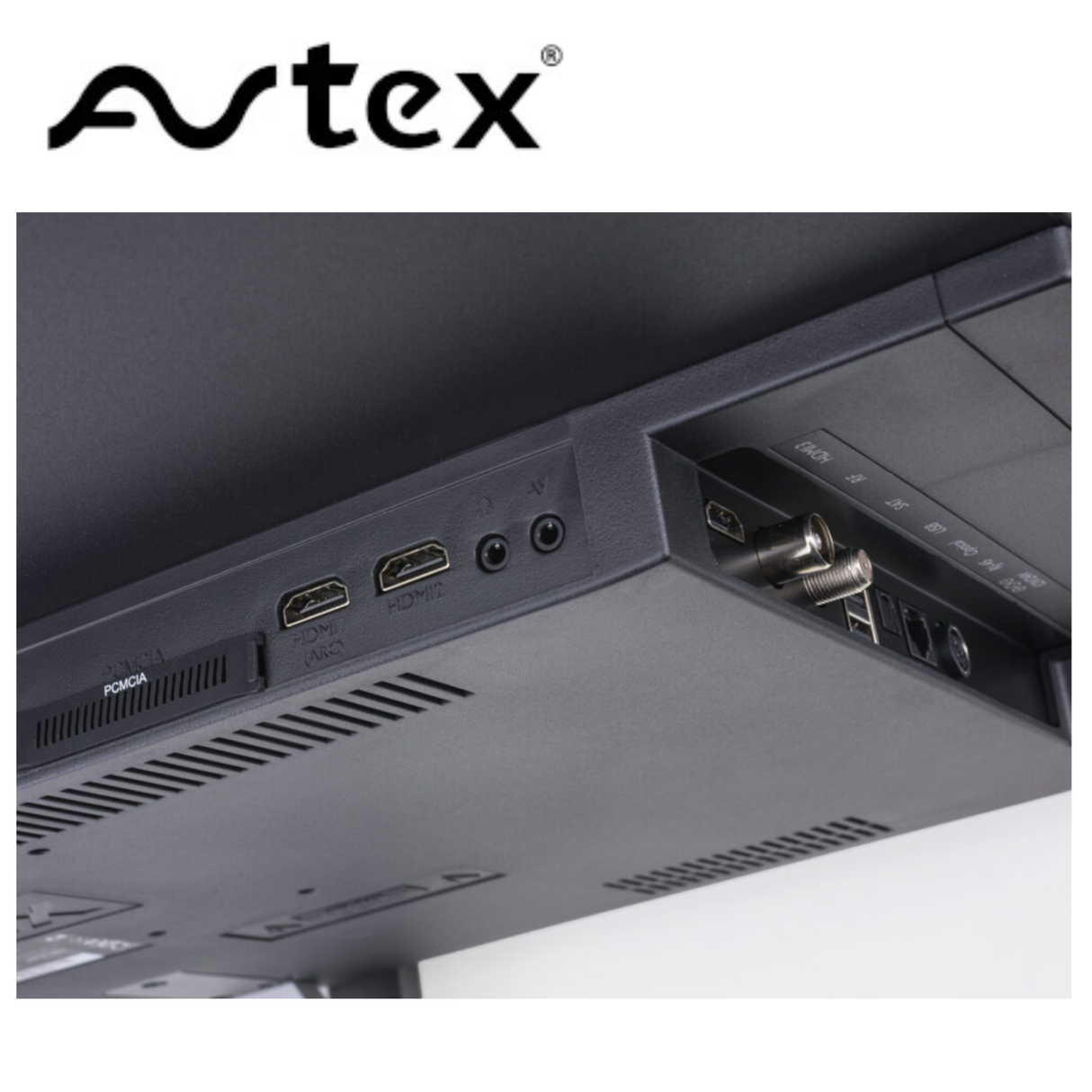 AVTEX Avtex 27-inch SmartPRO HD TV with Freely TV platform, displaying the bottom of the TV screen with interface options.