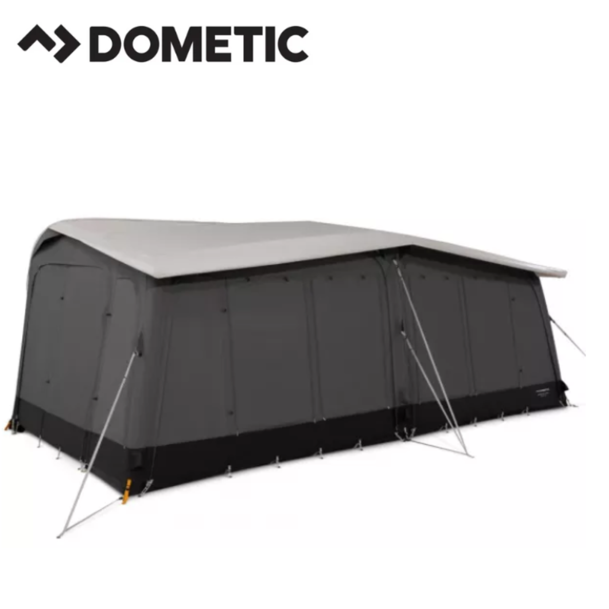 Dometic Residence Air Stay awning extended outside a camper van, providing shaded outdoor space with durable fabric and support poles.