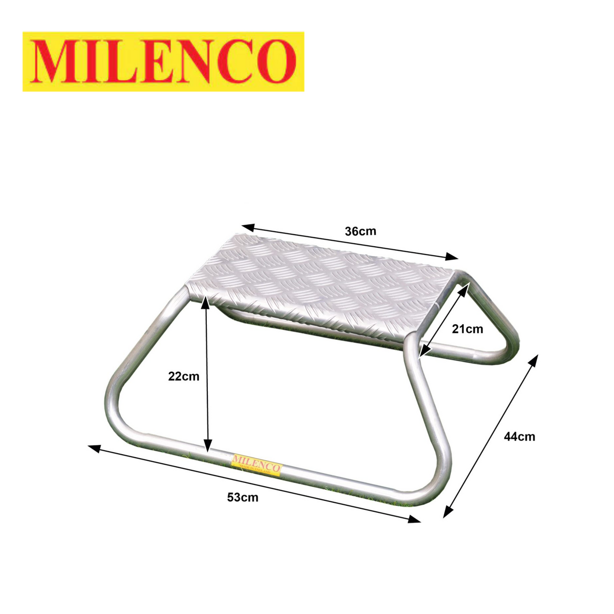 Milenco Aluminium Single Step featuring a sturdy design for easy access and stability in outdoor settings.