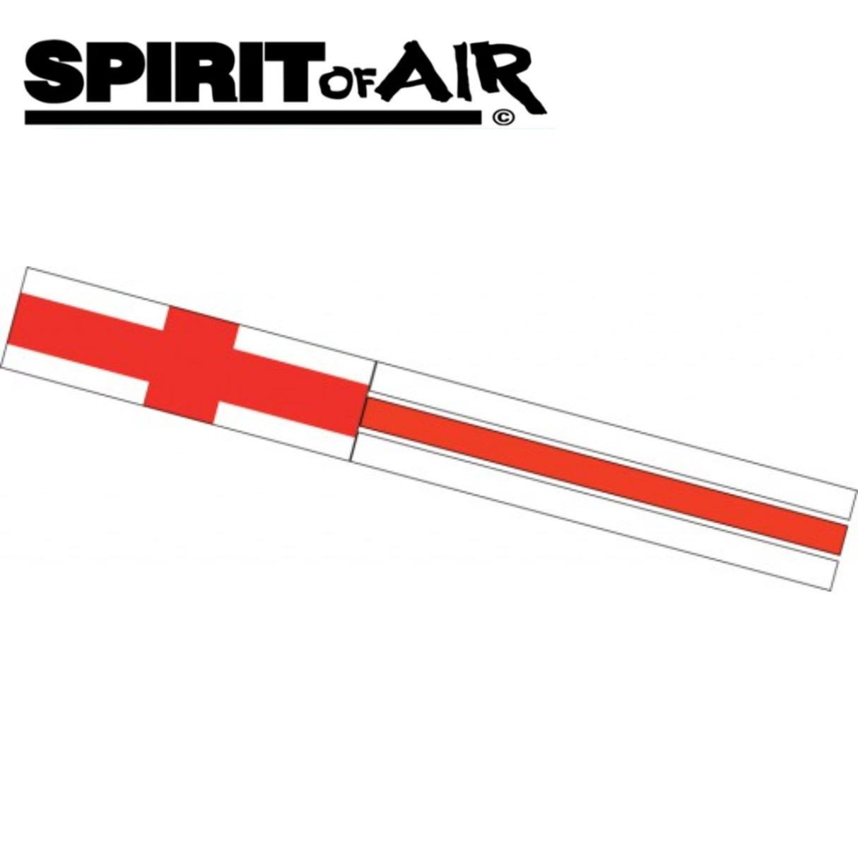 Colorful Spirit of Air St George Cross windsock fluttering in the breeze, featuring red and white cross design.