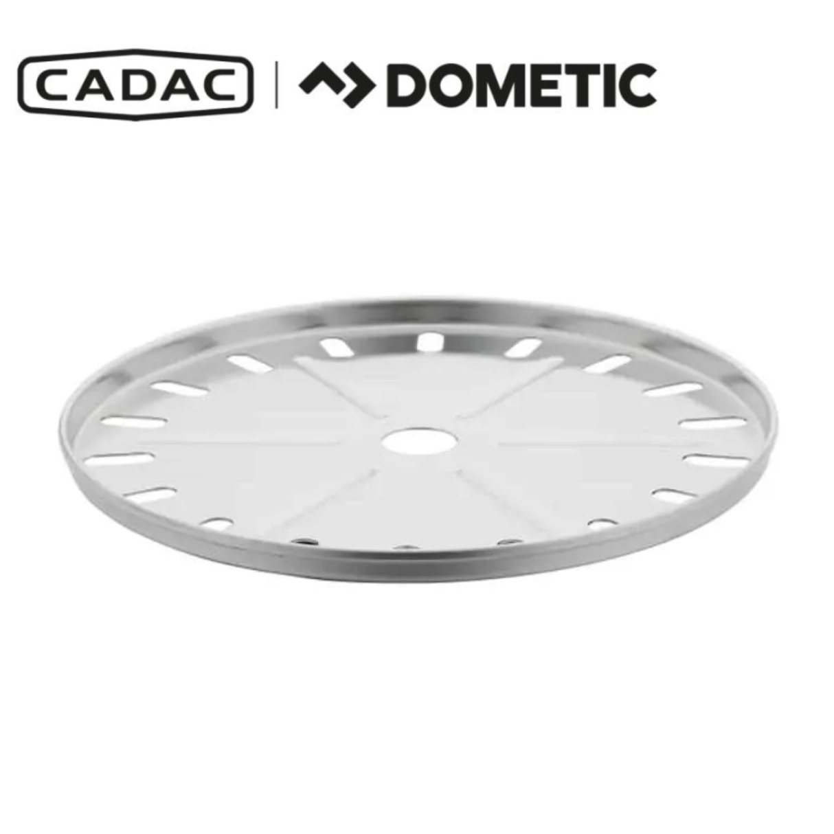 Cadac Dometic Pizza Stone Pro 50, round ceramic pizza stone with a smooth surface for baking pizza in a home oven.