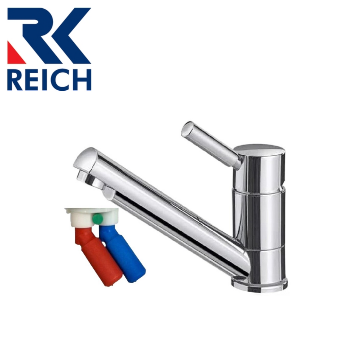 Reich Trend E Keramik chrome mixer tap with pushfit connectors, showcasing sleek design and modern functionality.