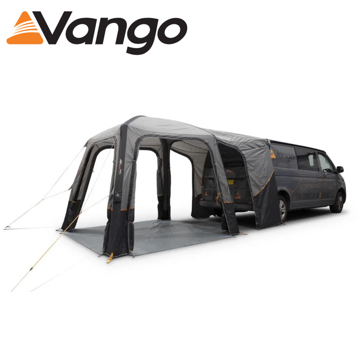 Vango TailGate AirHub II Low set up at a campsite, showcasing its spacious interior and durable fabric design.