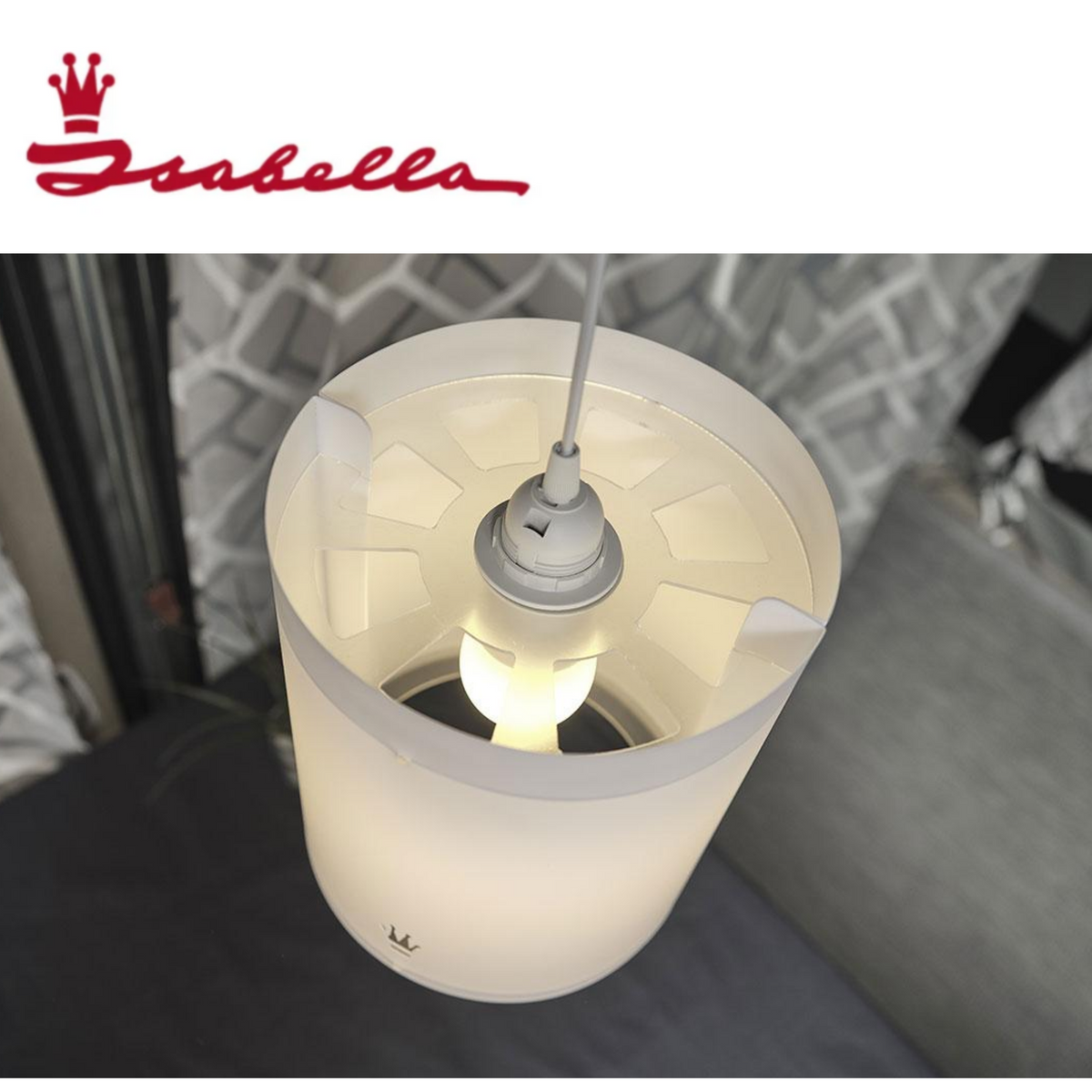 Isabella Travelight lamp shade with a soft fabric cover and elegant design, perfect for travel-friendly lighting.