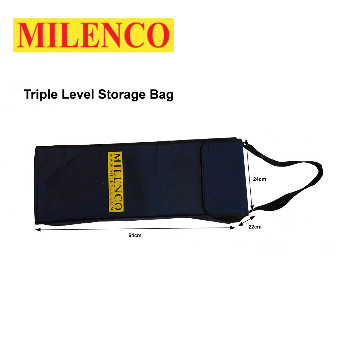 Milenco Triple 3 levellers with a storage bag, showcasing three adjustable levelling blocks in a compact design.
