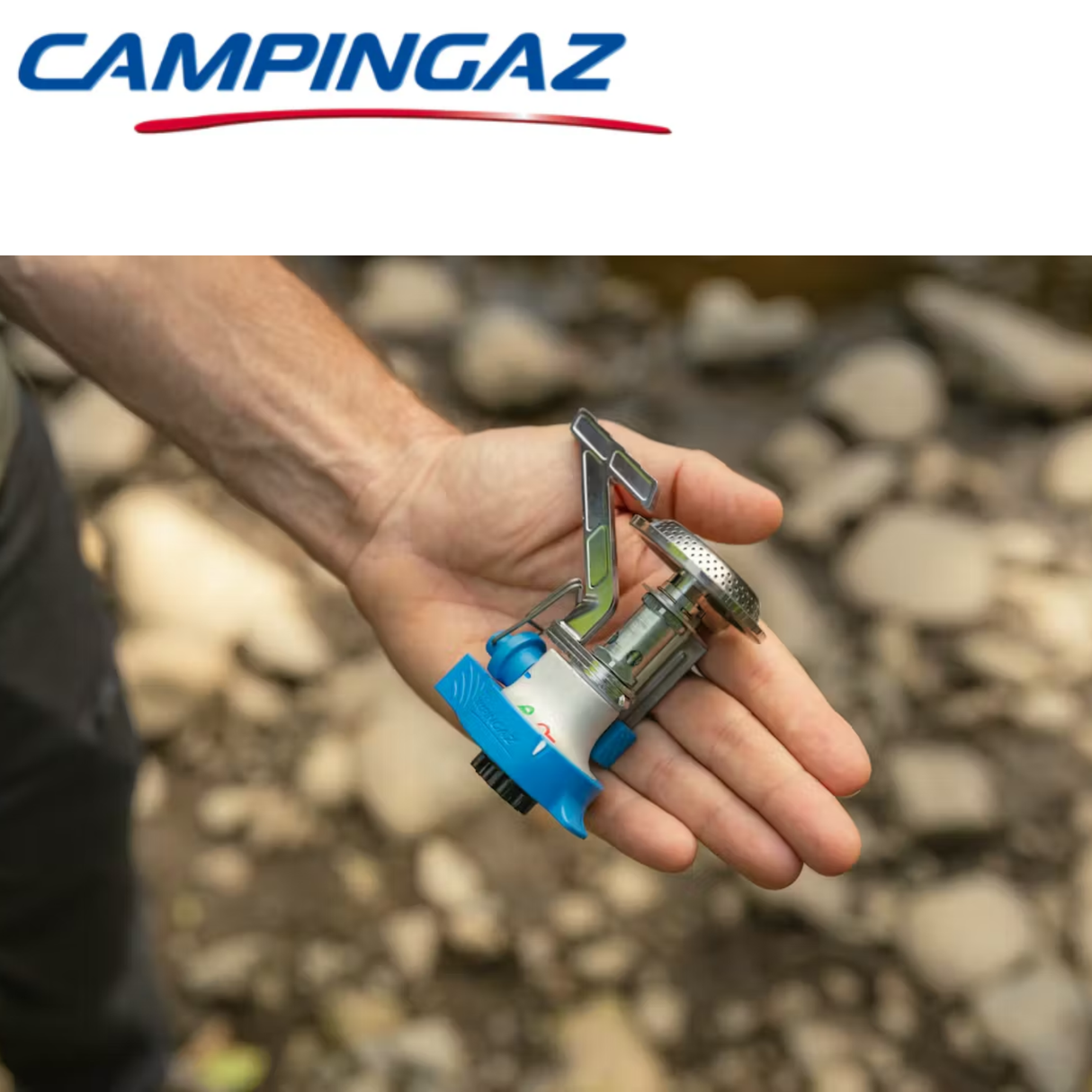 Campingaz Twister CV Connect PZ Gas Stove with two burners and control knobs, ideal for outdoor camping cooking.
