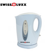 White Swiss Luxx 1.5L cordless kettle with a sleek design and ergonomic handle, ready for boiling water.