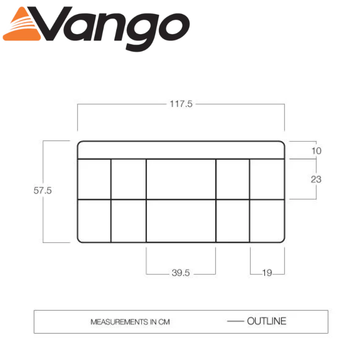 Vango 10 Pocket Sky Storage bag with multiple compartments for organizing camping gear and accessories in the sky storage space.