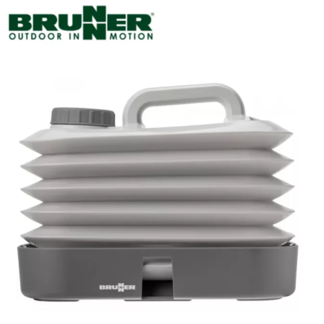 Brunner Aquaflex 10L collapsible water carrier with a flexible, durable design for easy transport and storage of water.