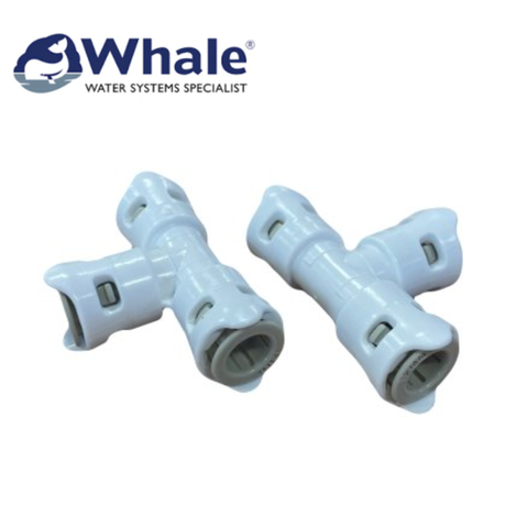 Whale Equal Tee Connector 12mm, showing the T-shaped fitting designed for seamless plumbing connections.