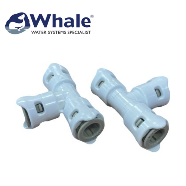 Whale Equal Tee Connector 12mm, showing the T-shaped fitting designed for seamless plumbing connections.