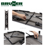 Brunner EluTop Compack 120 table with a sleek wooden surface and metal legs, ideal for modern office or dining spaces.