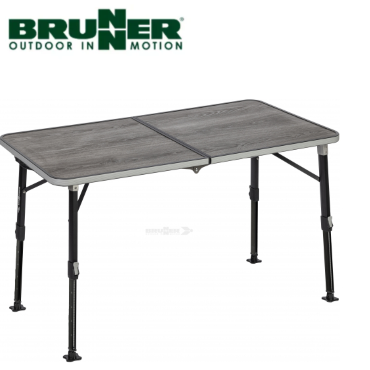 Brunner EluTop Compack 120 table with a sleek, modern design, featuring a smooth surface and sturdy wooden legs.