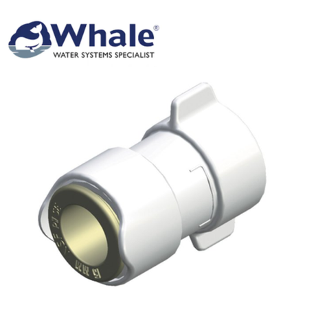 Whale adaptor female 1/2 inch BSP to 12mm, showcasing threaded ends for secure connections in plumbing applications.