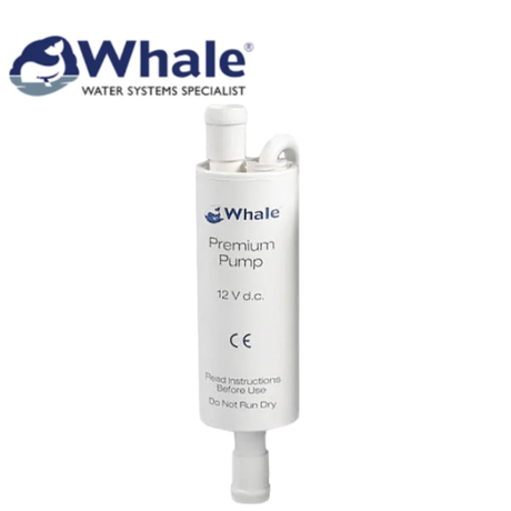 Whale Premium 13LPM 12V Inline Booster Pump GP1392 with sleek design and compact size for efficient water flow.