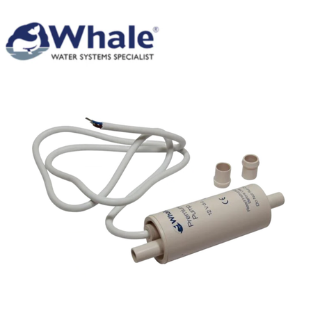 Whale Premium 13LPM 12V Inline Booster Pump GP1392 with sleek design and connectors for easy installation.