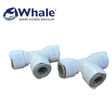 Whale Quick Connector Equal Tee 15mm with three openings for plumbing connections, featuring a durable design.