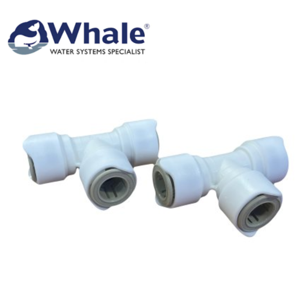 Whale Quick Connector Equal Tee 15mm with three openings for plumbing connections, featuring a durable design.