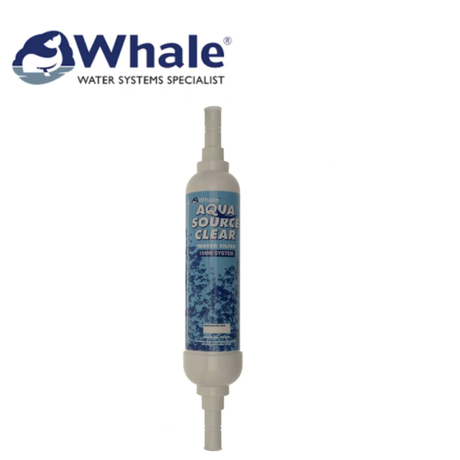 Whale AquaSource water filter with 15mm connector, showcasing compact design and durable construction for clean water.