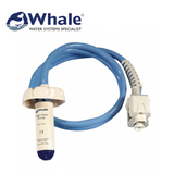 Whale Watermaster/Carver Assembly EP1622 high flow 12V DC pump with wiring and fittings visible on a white background.