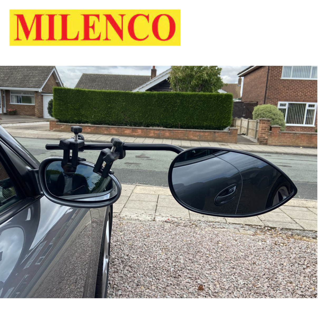 Milenco Aero Platinum Standard Mirrors pair showing sleek design and adjustable features for enhanced visibility.