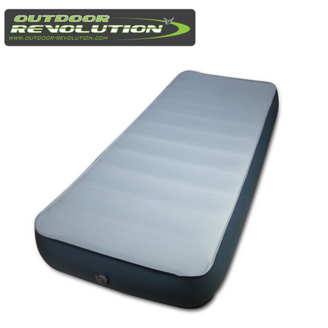 Outdoor Revolution Skyfall Midi 200 self-inflating sleeping mat with a textured surface and rolled-up design for camping.