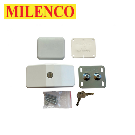 Milenco single door lock showcasing its durable design and secure locking mechanism for added safety.