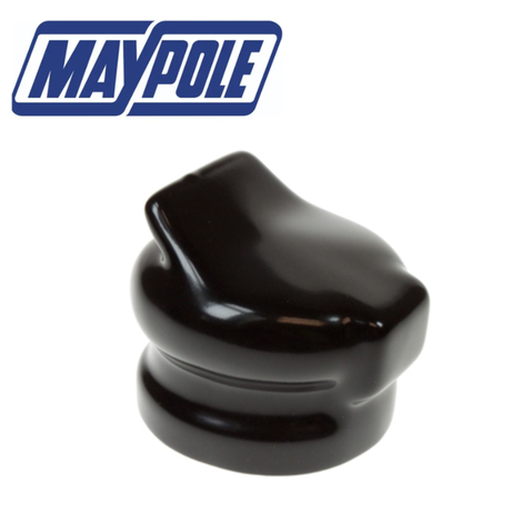 Maypole black PVC socket cover MP242, designed for outdoor electrical sockets, made from durable black PVC material.