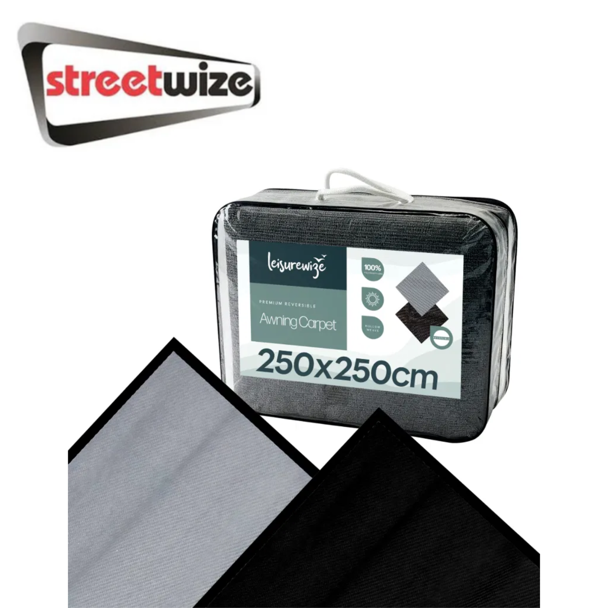 Streetwize Premium Reversible Awning Carpet showing textured surface and reversible design for outdoor awning coverage.
