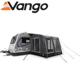 Vango Balletto Pro Air 260 Caravan Awning set up, showcasing spacious design and durable fabric in a scenic outdoor setting.