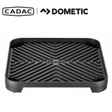 Cadac Dometic 2 Cook 2 ribbed grill plate with two cooking surfaces and raised ridges for grilling meats and vegetables.
