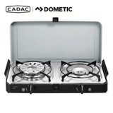 Cadac Dometic 2 Cook 3 Pro Deluxe QR gas BBQ with stainless steel burners and compact design, ideal for outdoor grilling.