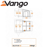 Vango Balletto Air 330 Caravan Awning set up, showcasing spacious design and durable fabric in outdoor setting.