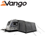 Vango Balletto Air 330 Caravan Awning set up, showcasing spacious design and air beam structure in a campsite setting.