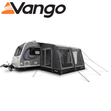 Vango Balletto Pro Air 330 caravan awning with a spacious design and inflatable structure set up outdoors.