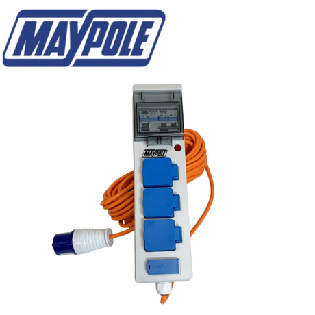 Maypole 230V 13A mobile mains power unit with USB ports, compact portable power supply for electronic devices.