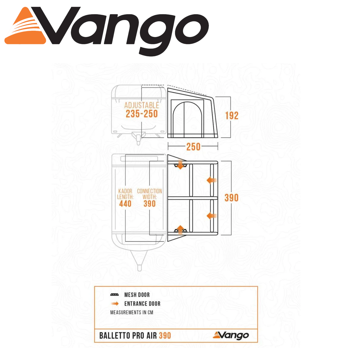 Vango Balletto Pro Air 390 Caravan Awning featuring a spacious design and durable fabric for outdoor camping.