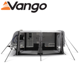 Vango Balletto Air 390 caravan awning set up with spacious interior and air beams in a scenic outdoor setting.