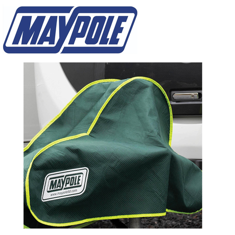 Maypole Large 4-ply breathable hitch cover MP9259 attached to a vehicle hitch receiver.