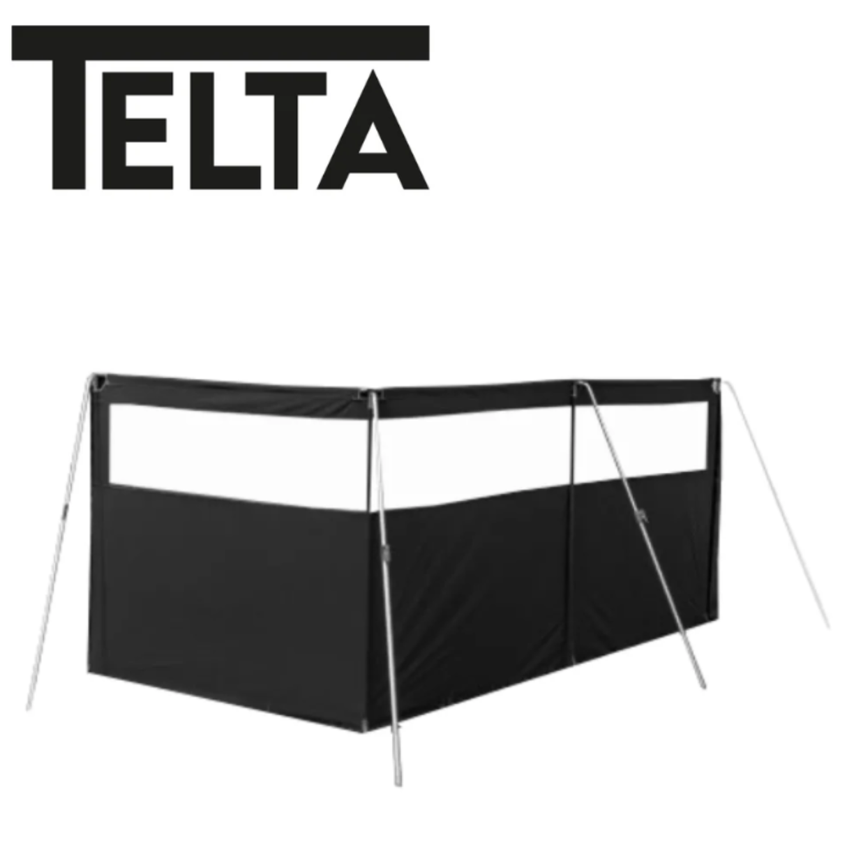 Telta TelTex 3-panel windbreak with durable fabric and metal frame, ideal for outdoor privacy and wind protection.