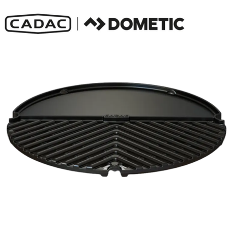 Cadac Dometic BBQ 2 Plancha with a flat cooking surface, stainless steel build, ideal for outdoor grilling and cooking.